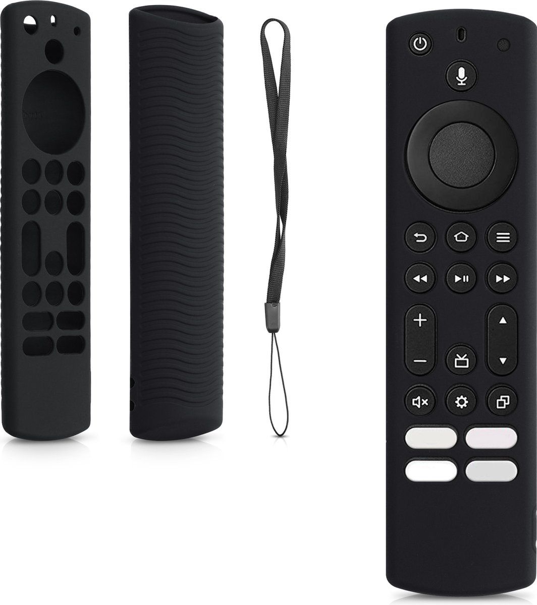kwmobile hoes compatibel met Toshiba and Insignia NS-RCFNA-21, CT-RC1US-21, CT95018 / Fire TV - Siliconen anti-slip hoes voor afstandsbediening in zwart