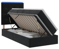 vidaXL LED-opbergbed met matras Zwart 90 x 200 cm Fluweel