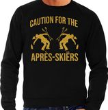 Bellatio Decorations Apres ski sweater heren - caution for the Apres Ski - zwart - glitter goud - wintersport - skieen XXL