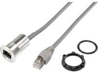 Tru Components RJ45-inbouwbus, kabellengte 1,50 m RJ45-03 Bus, inbouw, Stekker, recht Zilver 1 stuk(s)