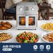 Acier inoxydable friteuse à air chaud/four airfryer - 6,5 litres, adapté aux familles - Avec fenêtre de visualisation - Commande par bouton rotatif, 80–200 °C - Double chauffage - Gris clair