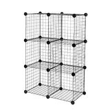 Amazon Basics Opbergplanken, stapelbaar, met 6 kubussen van draadraster, 66 x 32 x 96,5 cm, zwart