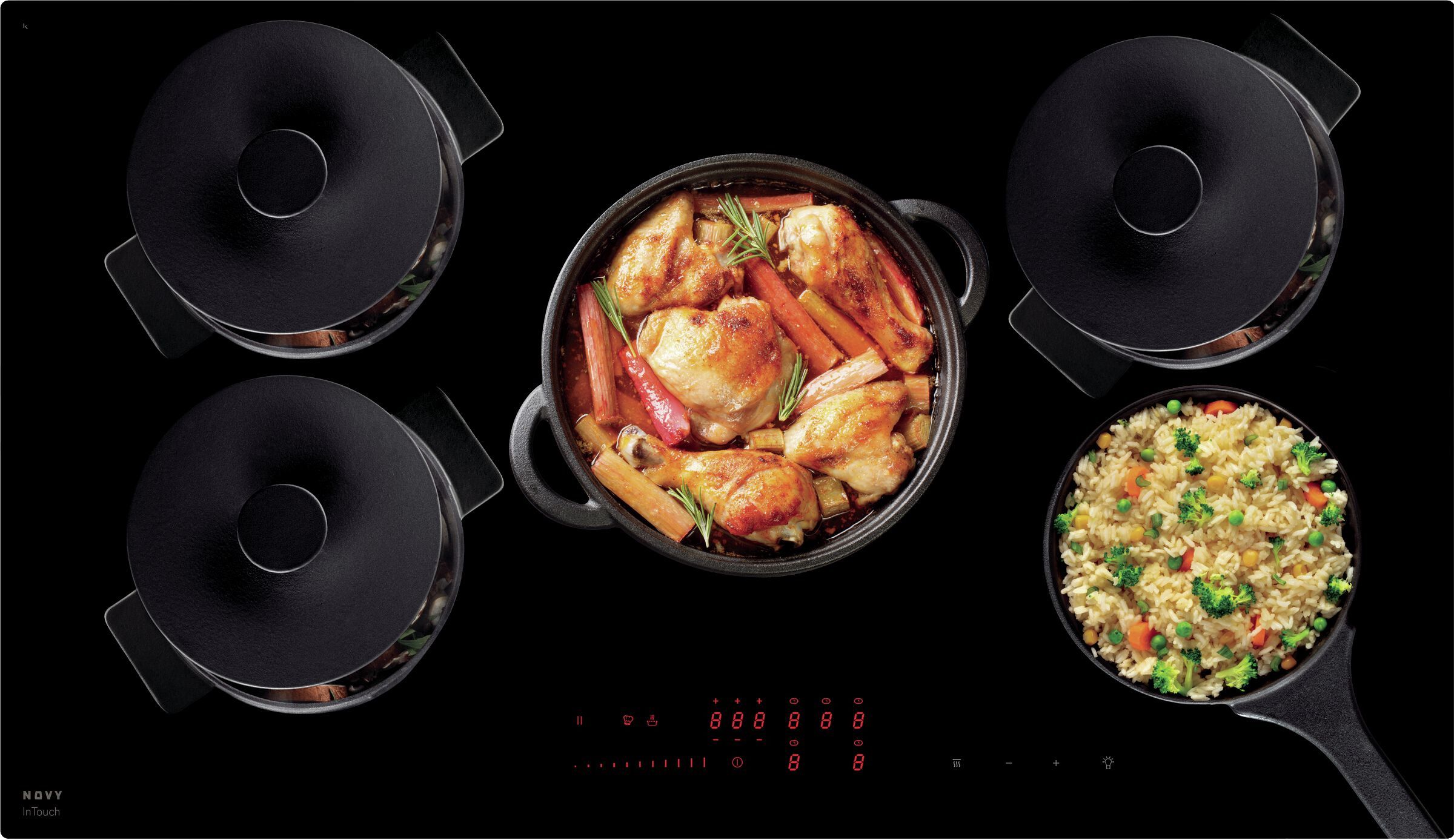NOVY 1768 - 90cm Black Built-in Induction Cooktop - 5 Zones