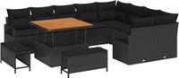 vidaXL Tuinbank - Set - 12 - st - Zwart - poly - rattan