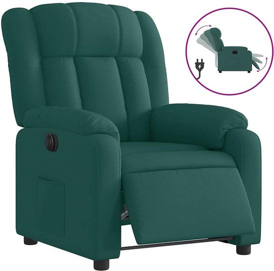 vidaXL Fauteuil verstelbaar elektrisch stof donkergroen