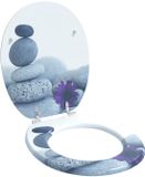 vidaXL Toiletbril Gris 44 x 38 cm Bois sculpté