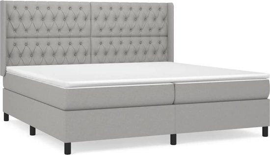 vidaXL Boxspring met matras stof lichtgrijs 200x200 cm