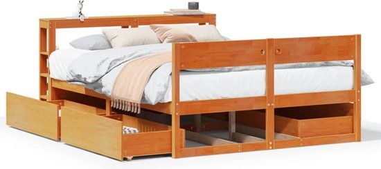 VidaXL Bedframe Massief Grenenhout Wasbruin 160x200 cm