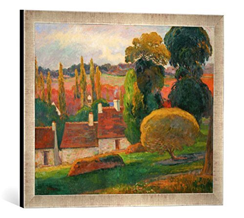 kunst für alle Ingelijste foto van Paul Gauguin"Une ferme en Bretagne", kunstdruk in hoogwaardige handgemaakte fotolijst, 60x40 cm, zilver raya