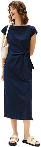 Tommy Hilfiger Knot Boat-NK midi-jurk SS WW0WW0WW45159 - Dames - Blauw (Dark Night Navy) - XS