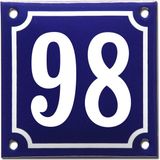 EmailleDesignÂ® Emaille huisnummer blauw/wit nr. 98