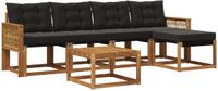 vidaXL Acacia Hout Loungeset Bank Naturel en Zwart 5 Zitplaatsen
