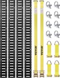 VEVOR E-Track Sjorrailset, 18-Delig, 1524mm E-Tracksset, Inclusief 4 Stalen Rails en 8 O-Ringankers en 4 Sjorbanden met D-Ring en 2 Ratelriemen, Bevestigingsaccessoires voor Vrachtmotoren, 907 Kg