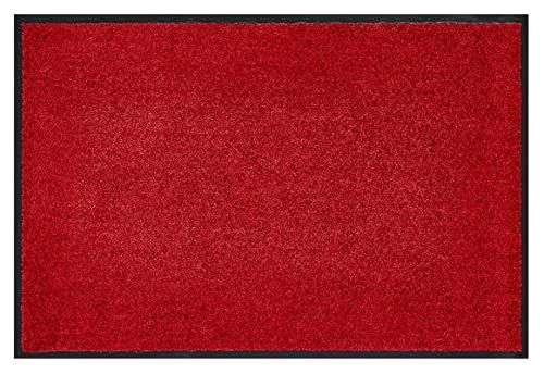 Misento Voetmat wasbaar vuilvangmat deurmat mat rubber rood 90 x 120 cm