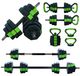 Ensemble de fitness 4-en-1 pour la maison - Ensemble d'haltères réglables de 20 kg - Poids libres - Barre kettlebell - Poignées de pompe - Entraînement de force pour les bras