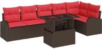 vidaXL Tuinbank - Set - 3 zitplekken - Bruin - Polyrattan