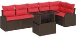 vidaXL Tuinbank - Set - 3 zitplekken - Bruin - Polyrattan
