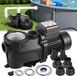 Pompe de piscine / Pompe de filtration - Pompe de piscine simple - 550 W - 14 000 litres par heure - 12 mètres de hauteur de refoulement - 3450 tours par minute - Minuterie 24 heures et panier de filtration - Convient pour piscines hors sol et enterrées