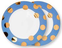 Pip Studio Ontbijtbord Dot Delight Light Blue-Gold 23 cm (Set van 2)