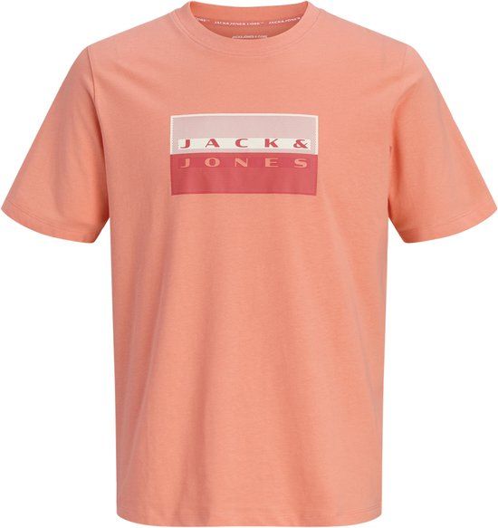 JACK&JONES JCOFUSION DOTS PRINT TEE SS CN SN JNR Jongens T-shirt Koraaloranje Katoen Ronde hals Printopdruk Maat 176