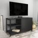 Hanah Home Industriële tv-standaard, zwart en antraciet, 89,6 x 35,3 x 50,8 cm, 100% melamine gecoat particle board, 18 mm dik, stevig metalen frame, stijlvol en functioneel design voor moderne