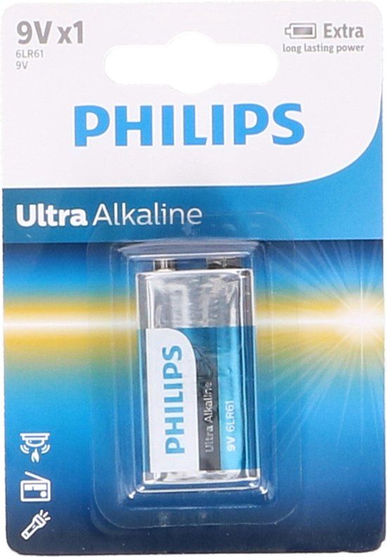 Philips 9V Alkaline Battery - 550mAh - 1 Pack