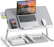 SAIJI 100% E0 Eco houten plaat laptop bureau, in hoogte verstelbaar, grijs