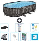 Bestway Ovaal Power Steel Zwembad - 610 x 366 x 122 cm - Grijs