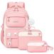 Omgoods - Sac à dos pour filles "Amythe" - Ensemble 3 en 1 avec boîte à lunch et trousse à crayons
