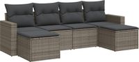 vidaXL 6-delige Loungeset met Kussens Poly Rattan Grijs