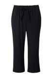 Ulla Popken - Dames - 7/8-broek persplooien elastische tailleband strikbandje - Zwart - Maat 44