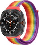 By Qubix - Nylon loop bandje - Multicolor regenboog - Geschikt voor Samsung Galaxy Watch Ultra / Ultra 2 - 47mm