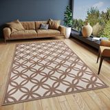 HANSE Home Circle Design vloerkleed voor woonkamer, plat weefsel, modern, geometrisch ruitpatroon, Scandinavische stijl, woonkamertapijt voor eetkamer, kinderkamer, hal, crèmebruin, 67 x 120 cm