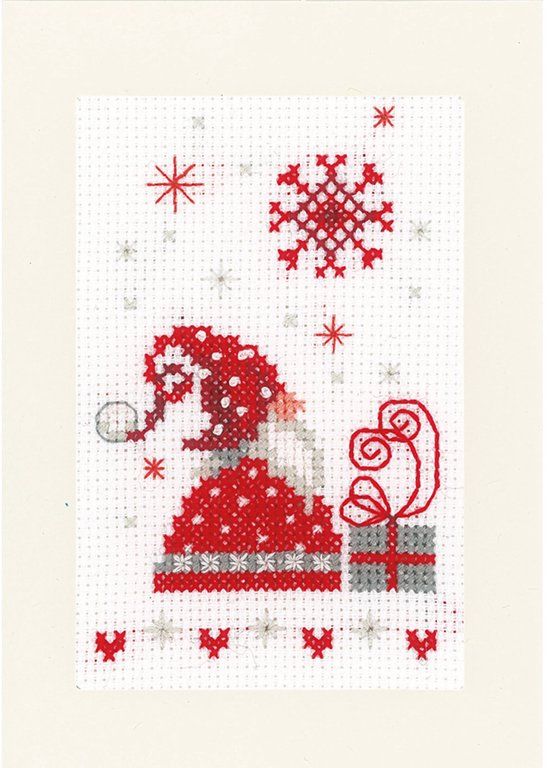 Vervaco Wenskaart Kit Kerst Kabouters met Cadeaus Set van 3