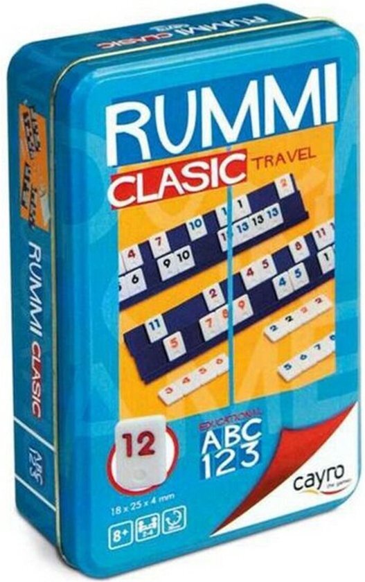 Cayro spel Rummi Clasic Travel in metalen doos, meerkleurig (755)