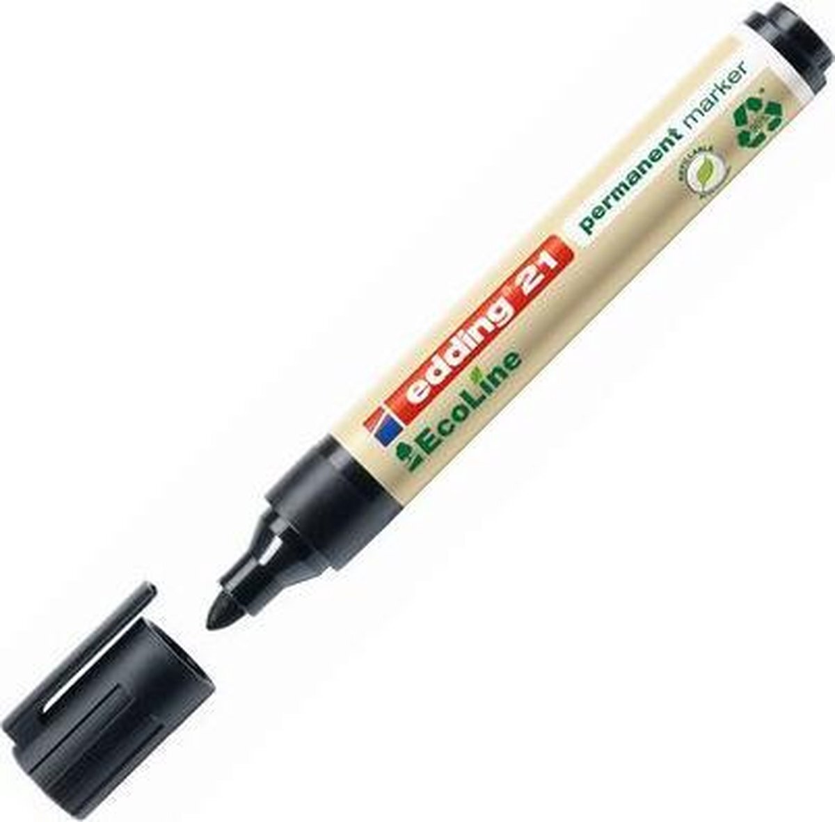Edding 21 EcoLine Permanente Marker - 10 Zwarte permanente markers - Ronde Punt van 1,5 - 3 mm