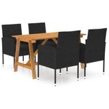 vidaXL 5-delige tuinset, zwart