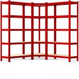 Monzana Étagère – Set de 3 d'angle 180x90x40cm - Rouge