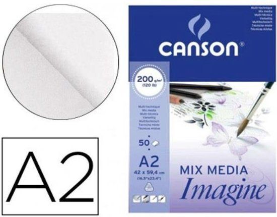 Merkloos Canson Tekenblok C200006003 Wit A2 Papier 50 Lakens 120 g/m²