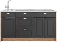 Vicco Keukenblok Fame-Line, Anthrazit-Gold Landhaus, 150 cm, WB Marmer