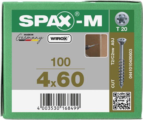 Spax Schroef MDF Verzinkt Torx 4.0 x 60 (100)