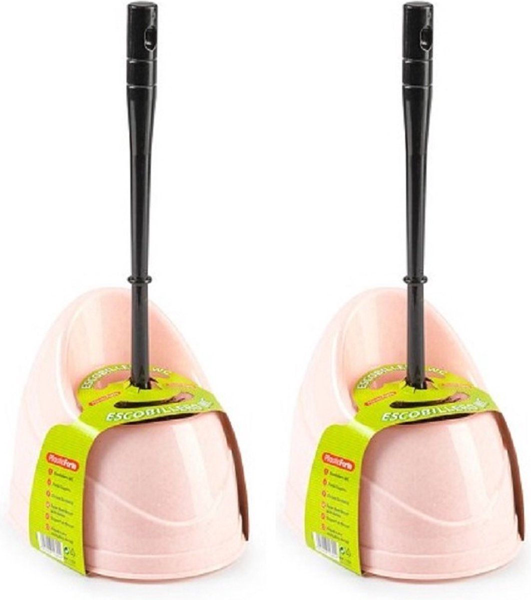 Forte Plastics Toiletborstels - 2 stuks - Roze/Zwart - 45 cm - Kunststof
