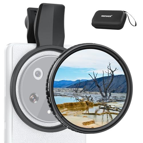 NEEWER 67mm Clip On Variabele ND-filter voor telefoon, ND2-32 1-5 stops neutrale dichtheid fotografie lens accessoires kit voor Android Smartphone Camera Compatibel met Samsung Google Pixel Huawei