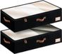 Merkloos Onder Bed Opbergbox - Met Ritsen - Kledingkast Organiser voor Kleding - Dekens - Zwart - Groot - Set van 2