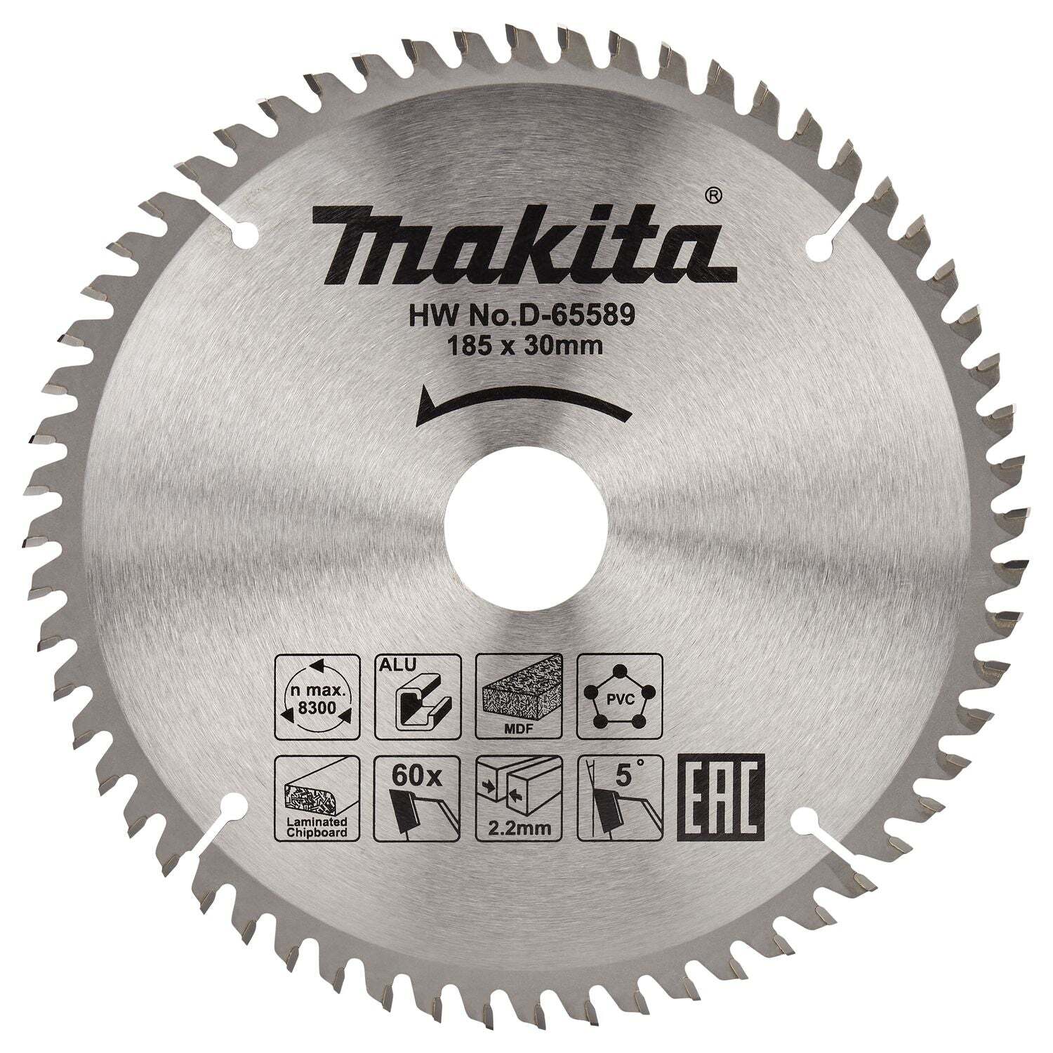 Makita D-65589 Cirkelzaagblad voor Multimaterial | Standaard | Ø 185mm Asgat 30mm 60T