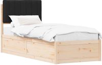 vidaXL Bedframe met Gevoerde Hoofdbord Zwart 75 x 190 cm