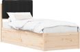vidaXL Bedframe met Gevoerde Hoofdbord Zwart 75 x 190 cm