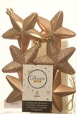Decoris Kersthanger Sterren - 6 stuks - Lichtbruin - 7 cm - Kunststof