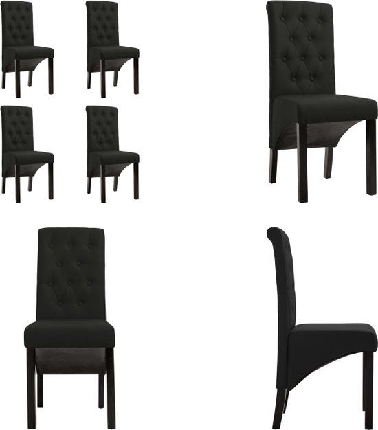 VidaXL Eetkamerstoelen 4 stuks Polyester Zwart