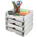 ASelected 4-laags stapelbare A4-archiefbakken 31,5 x 24,5 x 7 cm bureau-documentenrek, wit plastic bureaudocumentenrek voor papieren tijdschriften, kantoorbenodigdheden (wit)